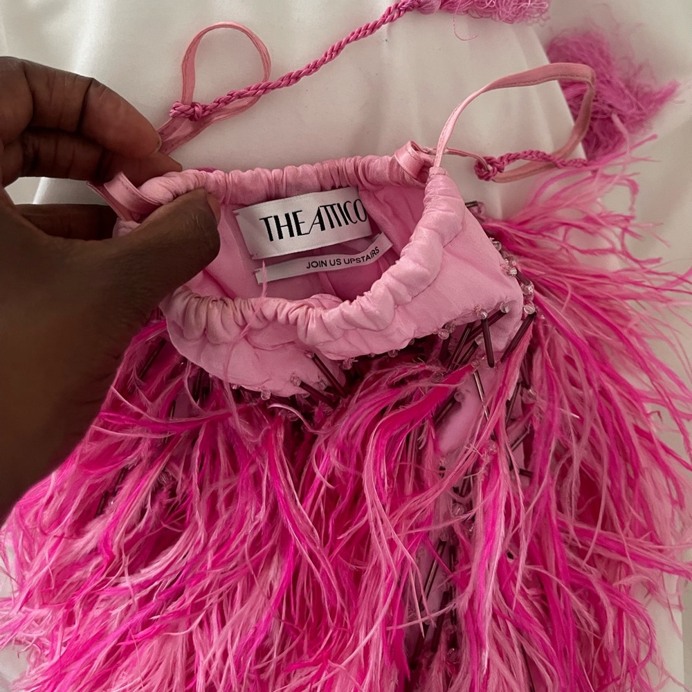 The Attico Pink Feathered Bag